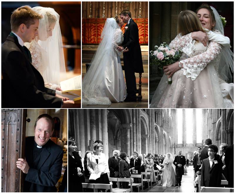Natural and relaxed wedding photographs taken at Romsey Abbey, Hampshire.