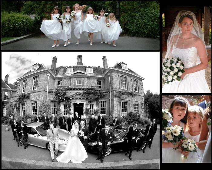 Eight bridesmaids and an army of ushers at Lainston House, Hampshire.